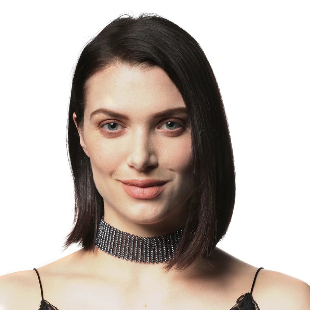 Amrita Singh Clear Rhinestone and Grey Gunmetal "Nichole" Hypoallergenic Choker